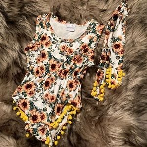 Baby girls sunflower 3-6m romper with headband